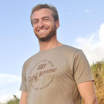 'Surf Kernow Seal' - Walnut organic cotton surf t-shirt – Modelled by local surfer JB at Fistral beach in Newquay, Cornwall.