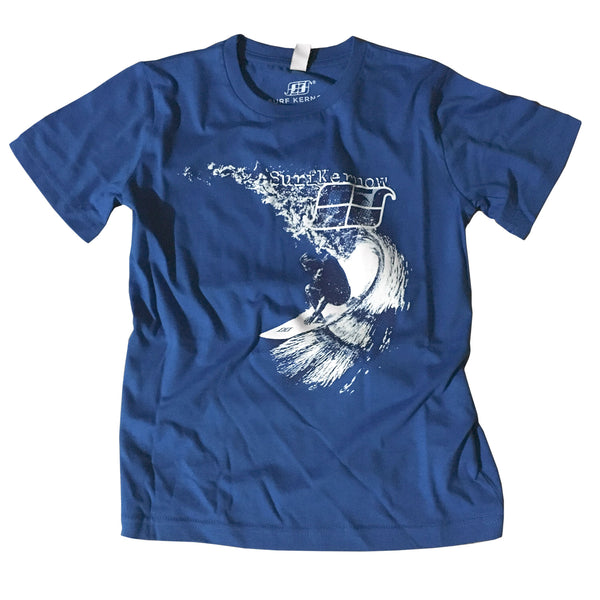 'Carve' - Bright Blue Organic Cotton Surf T-shirt (Kids) - Designed & printed in Cornwall.