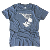 'Carve' - Bright Blue Organic Cotton Surf T-shirt (Men/Unisex) - Designed & printed in Cornwall.