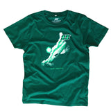 'Coast Rider' - Bottle Green Organic Cotton Surf T-shirt (Men/Unisex) - Designed & printed in Cornwall.