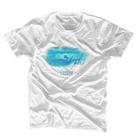 'Glassy' - White Organic Cotton Surf T-shirt (Men/Unisex) - Designed & printed in Cornwall.