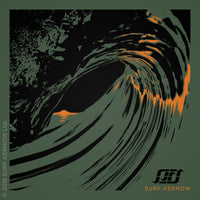 Design features a screen-printed illustration of a Cornish sunset as seen through a barrelling wave, in contrasting black and fluorescent orange.