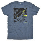 'Last Light' - Denim Blue Organic Cotton Surf T-shirt (Men/Unisex) - Designed & printed in Cornwall.